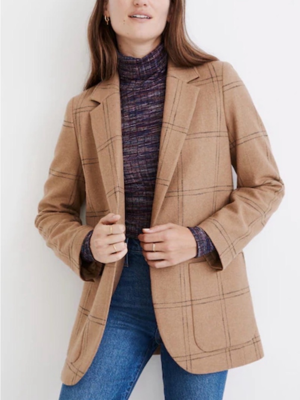 Madewell LarsenTan Windowpane Blazer Jacket Medium
